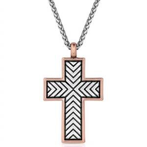 NEW MONTANA SILVERSMITHS men's faithful destiny cross necklace in silver